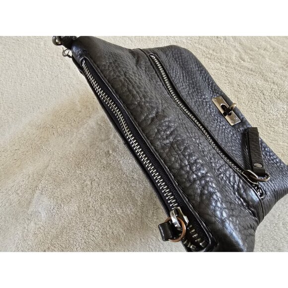 J Crew Black Leather Purse Mini Crossbody Pebbled Turn Lock - Picture 3 of 10